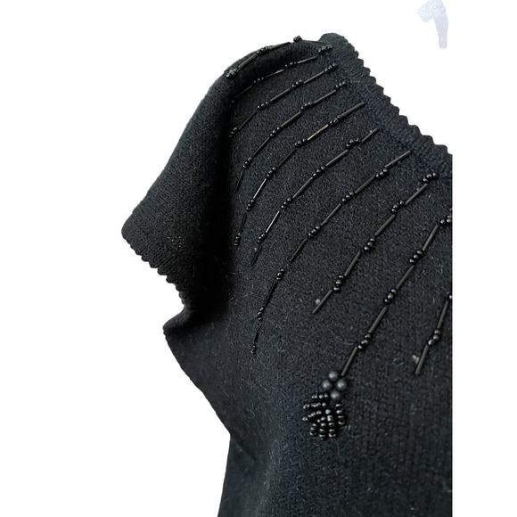 Vintage OHI Black Acrylic/Rayon Beaded Sweater Classy  M - Picture 5 of 5